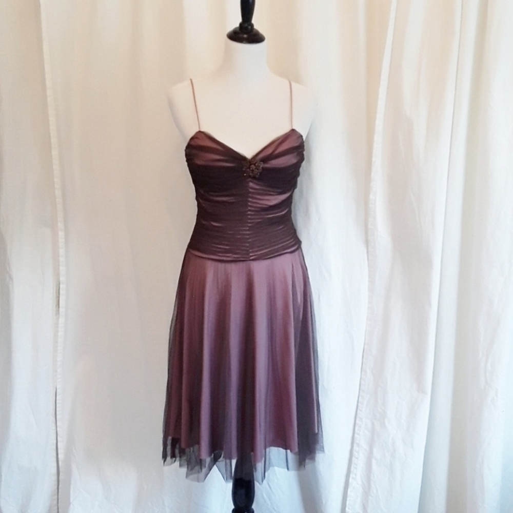 Betsey Johnson Brown and pink Tulle Dress as 8 EUC